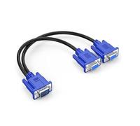 DUOBAGMA VGA Splitter Cable Dual VGA Monitor Y Cable 1 Male to 2 Female Adapter Converter Video Cable for Screen Duplication - 1 Feet (No Screen Extension) - Only Work for Identical Monitor
