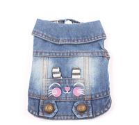 DUOCARA Dog Pet Jeans Jacket New Cute Face Blue Denim Coat Vest Puppy Clothes Apparel 6 Sizes