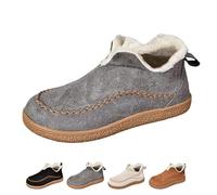 DUOCHSUA Women's Orthopedic Ankle Boots, Winter Warm Non-Slip Fleece Lined Snow Booties for Plantar Fasciitis Relief, Barefoot Slippers (4,Gray)