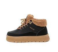 DUOCHSUA Women's Waterproof Orthopedic Warm Boots, Winter Warm Fur Lined Ankle Booties Non-Slip Comfortable Walking Shoes (4,Black)