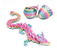 DUOCIYUAN 3D Printed Dragon in Egg, Full Articulated Crystal Dragon with Egg 3D Printed Fidget Toy Gifts for Kids and Adults for Christmas, Easter, Birthdays, Fun Desk Décor (Pink)