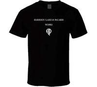 DUOD91HAO New Elp Emerson Lake & Palmer Logo Shirt Black White Tshirt Men's Black(Large)