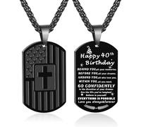 DuoDiner American Dog Tag Necklace Bible Verse Pendant, First Communion Baptism Confirmation Religious Jewelry Gifts, M, Stainless Steel, No Gemstone