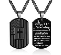 DuoDiner American Dog Tag Necklace Bible Verse Pendant, First Communion Baptism Confirmation Religious Jewelry Gifts, M, Stainless Steel, No Gemstone