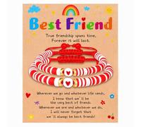 DuoDiner Best Friend Bracelets for 2 Girls, Cute BFF Matching Heart Friendship Bead Bracelet for Friends Women Girls Birthday Easter Gifts for Teen Girls, 7 UK, Polyvinyl Chloride, no gemstone