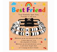 DuoDiner Best Friend Bracelets for 2 Girls, Cute BFF Matching Heart Friendship Bead Bracelet for Friends Women Girls Birthday Easter Gifts for Teen Girls, 7 UK, Polyvinyl Chloride, no gemstone