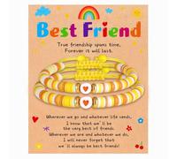 DuoDiner Best Friend Bracelets for 2 Girls, Cute BFF Matching Heart Friendship Bead Bracelet for Friends Women Girls Birthday Easter Gifts for Teen Girls, 7 UK, Polyvinyl Chloride, no gemstone
