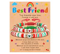 DuoDiner Best Friend Bracelets for 2 Girls, Cute BFF Matching Heart Friendship Bead Bracelet for Friends Women Girls Birthday Easter Gifts for Teen Girls, 7 UK, Polyvinyl Chloride, no gemstone