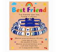 DuoDiner Best Friend Bracelets for 2 Girls, Cute BFF Matching Heart Friendship Bead Bracelet for Friends Women Girls Birthday Easter Gifts for Teen Girls, 7 UK, Polyvinyl Chloride, no gemstone