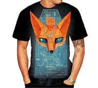 DUODUO 3D Print T Shirt for Men,Comfortable Graphic T Shirts for Men, Fox Painting, XXL