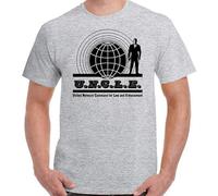 DUOduoAi The Man from Uncle Mens Retro Tv Show T-Shirt David McCallum Size L Grey