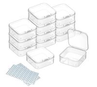 DUOFIRE 12 Pieces Mini Plastic Clear Beads Storage Containers Box for Collecting Small Items, Beads, Jewelry, Business Cards, Game Pieces, Crafts (2.5 x 2.5 x 0.8 Inch)