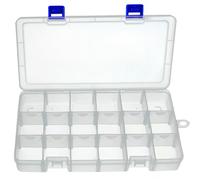 DUOFIRE Bead Organizer Box with Adjustable Dividers - Clear Plastic Storage for Beads, Jewelry, Fishing Tackle (18 Grids, White)