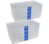 DUOFIRE Plastic Organizer Container Storage Box Adjustable Divider Removable Compartments for Jewelry Beads Earring Container Tool Fishing Hook Small Accessories (15 grids, White 8 Pack)