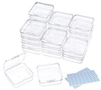 DUOFIRE Small Containers with Lids 24 Packs Plastic Box Clear Small Storage Containers Bead Organizer for Beads, Crafts, Jewelry, Small Items (2.5x2.5x0.8 Inches)