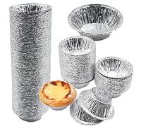 DUOHERESHUI Pack of 250 Egg Tart Moulds, Disposable Aluminium Foil Cups, Round for the Kitchen, Baked Tartlet, Jam Tartlet and Dessert
