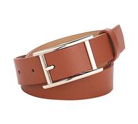 Duohropke 3 cm Leather Belt for Women Ladies Belt Made of Full Cowhide Leather with Golden Belt Buckle 30 mm Chino Belt 100 cm Women's Belt Square Buckle Fashion Decorative Belt, brown, One Size