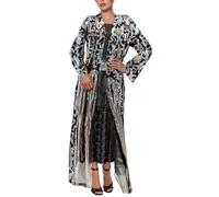 Duohropke Cardigan Women's Sequin Cardigan Long Coat Spring Autumn Knitted Jumper Glitter Maxi Open Jacket Embroidery Transparent Summer Jacket Dress for Evening Party Carnival, bronze, S