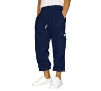 Duohropke Cargo Trousers Men's 3/4 Summer Short Trousers 7/8 Capri Trousers Lightweight Three-Quarter Trousers Jogging Bottoms Sweat Shorts Work Trousers Bermuda Shorts with Pockets Plain Beach