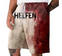 Duohropke Chino Trousers Men's Summer Problem Solved Short Trousers Halloween Blood Splatter Pattern Sports Shorts Horror Printed Breathable Leisure Shorts Sweat Shorts with Drawstring, beige, 3XL