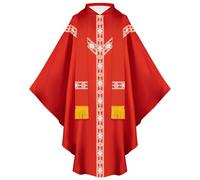 Duohropke Clergy Priest Robe for Men Catholic Coats Celebrant Chasuble Church Father Sleeveless Mass Vest Liturgical Robe Priest Robe Baptism Communion Wedding Worship Service, red, One Size