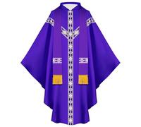 Duohropke Clergy Priest Robe Men's Liturgical Robe Gown for Catholic Priests Celebrant Chasuble with Embroidery Sleeveless Mass Vestment for Sacraments Priest Gown Measuring Gown, purple, One Size