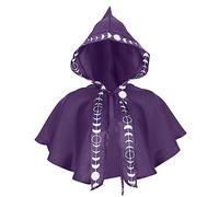 Duohropke Erichman Medieval Gugel with Hood Coat Halloween Poncho Wicca Cosplay Hat Short Cape Costume with Cross for Men Women, purple, One Size