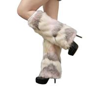Duohropke Faux Fur Long Leg Warmers for Women, Women's Leg Warmers Soft Boots Shoes Cuffs Cover Warm Fur Costume Leg Socks Christmas Carnival Costume Accessories Furry Thermal Socks, beige, 40
