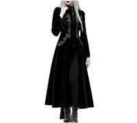 Duohropke Gothic Dress Women's Renaissance Trench Coat Punk Frock Coat Medieval Victorian Coats Vintage Tuxedo Klied Parka Elegant Winter Jacket Halloween Costume Carnival Party Clothing, black, S