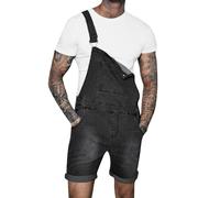 Duohropke Jeans Overalls for Men Summer Denim Dungarees Men's Short Dungarees Short Denim Dungarees Jumpsuit Braces Jeans Trousers Denim Overalls, gray, S