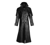 Duohropke Long Coat Men's Leather Coat Faux Leather Jacket Gothic Medieval Halloween Costume Vampire Hunter Biker Jacket Winter Jacket
