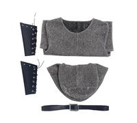 Duohropke Medieval Knight Costume Men's Renaissance Faux Chain Mail Armor Tunic Shirt Coif Halloween Fancy Dress Costume Outfit Chain Shirt Bracers Waist Belt Set Gothic Clothing