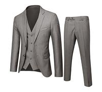 Duohropke Men's 3-Piece Regular Fit Gray Suit, Size 58-6XL, Long Sleeve, Button Closure, Cotton, Regular Fit, Solid Pattern, Hand Wash Only