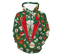 Duohropke Men's Christmas Jumper with Reindeer Style, Men's Christmas Hoodie, Long Sleeve Pullover with Hood, 01 Red, XXXXL