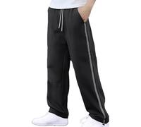 Duohropke Men's Jogging Bottoms, Elasticated Waist, Side Stripes, Trousers, Large Sizes, Fashion, Beach Pockets, Trousers, Quick-Drying Stretch Trousers, Casual Hip-Hop Trousers, black, L