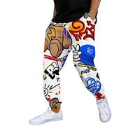 Duohropke Men's Jogging Bottoms with Pockets Trendy Printed Sports Trousers Training Trousers with Drawstring Leisure Trousers 80s 90s Jogger Sweatpants Funny Workout Trousers Fabric Trousers, sky