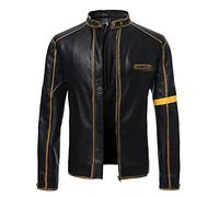 Duohropke Men's Leather Motorcycle Jacket Retro Multi Pocket Bomber Leather Jacket Windproof Motorcycle Jacket Genuine Leather, black, XXXXL