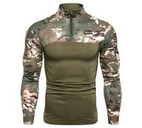 Duohropke Men's Outdoor Military Slim Fit Tactical T-Shirt Military Camouflage Jacket Combat Camouflag Shirt Long Sleeve For Tactical Airsoft Paintball Army Hunting Desert Shirt, Green, M