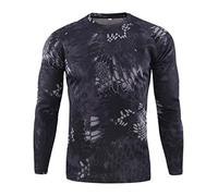 Duohropke Men's Outdoor Quick Drying Camouflage Long Sleeve Tops Python Pattern Blouse T-Shirts Tactical Mountaineering Quick Drying Long Sleeve Shirt