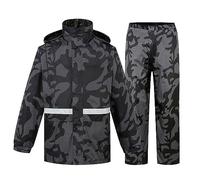 Duohropke Men's Rain Suit Reflective Waterproof Suit Outdoor Raincoat Packable Windproof Rain Jacket + Rain Trousers Breathable for Fishing Hiking Camping, camouflage, XXXXL