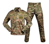 Duohropke Men's Tactical Camouflage Uniforms 2 Piece Sets Outdoor Military Combat Frog Suit Army Hunting Trousers Breathable Long Sleeve T Shirt Top Camouflage Pattern Clothing, brown, XXL