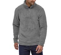 Duohropke Men's Teddy Fleece Plush Stand-up Collar Sweater, Fluffy Sweater Fuzzy with Neckline 1/4 Zip, gray, L