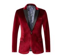Duohropke Men's Velvet Blazer Regular Fit Blazer Leisure Suit Jacket Sporty Lightweight Jacket Slim Fit One Button Solid Suit Jacket Loose Classic Jacket, red, 3XL