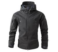Duohropke Men's Waterproof Softshell Jackets, Outdoor Jacket, Work Jacket, Winter Lined Windbreaker with Hood, Outdoor, Warm, Windproof, Waterproof Coat Jackets, 01 Grey, M