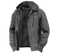 Duohropke Men's Winter Jacket Parka Warm Lined Fleece Lining Hooded Bomber Jacket Transition Jacket Modern Jacket with Hood Hoodie Sweat Jacket Hoodie, gray, L