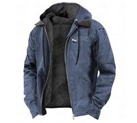 Duohropke Men's Winter Jacket Parka Warm Lined Fleece Lining Hooded Bomber Jacket Transition Jacket Modern Jacket with Hood Hoodie Sweat Jacket Hoodie, navy, XL