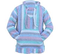 Duohropke Mexican Baja Hoodie Men's Sweatshirt Pullover Hippie Jumper Hoodie Surf Poncho Sweater Spring Autumn Sports Shirt Oversized Transition Jacket Long Sleeve Shirt with Drawstring, sky blue, XL