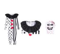 Duohropke Movie Killer Terrifier Clown Black White Jumpsuit Cosplay Costume Carnival Party Outfit for Men Women, black, XL