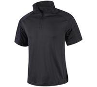 Duohropke Polo Shirt Men's Combat Shirt Short Sleeve Tactical Shirt with Velcro T-Shirt Summer Sports Functional Shirt Outdoor Camouflage Hiking Shirt with 1/4 Zip Breathable Work Shirt, black, M