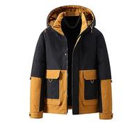 Duohropke Quilted Jacket Men's Winter Warm with Hood Winter Jacket Down Sale Down Jacket Transition Jacket Lightweight Hooded Jacket with Zip Pocket Hoodie Sweat Jacket Men's Jacket, orange, L